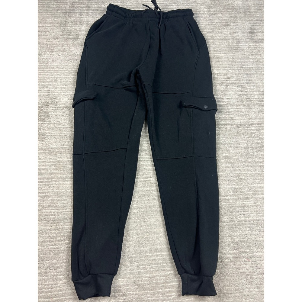 Original Deluxe Joggers Mens 2XL Black Cargo Sweatpants Fleece Lined RN132682
